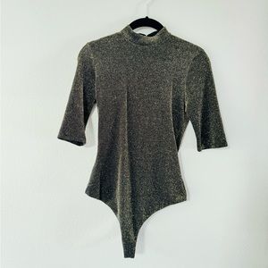 Alice + Olivia gold shimmering bodysuit